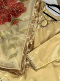 Beige Handpaint dupatta outfit