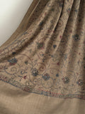 Embroidered Pashmina Shawl - Camel