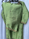 Dilruba Pista - Hand-Embroidered Dabka and Stonework Kameez x Farshi Shalwar x Handpaint duppata