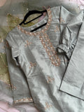 Feroza ~ Ice Blue hand painted dupatta and palazzo set