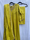 Lime Green ~ Zardozi Embellished Raw Silk Ensemble