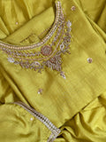 Lime Green ~ Zardozi Embellished Raw Silk Ensemble