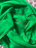 Parrot Green laced duppata