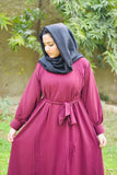 Burgandy pleated abaya