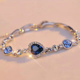 Royal blue ocean heart crystal bracelet