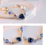 Royal blue ocean heart crystal bracelet